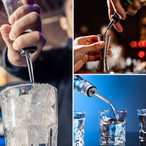 Zulay Kitchen - Wholesale Liquor Dispenser - Stainless Steel Liquor Pourers with Rubber Dust Caps15