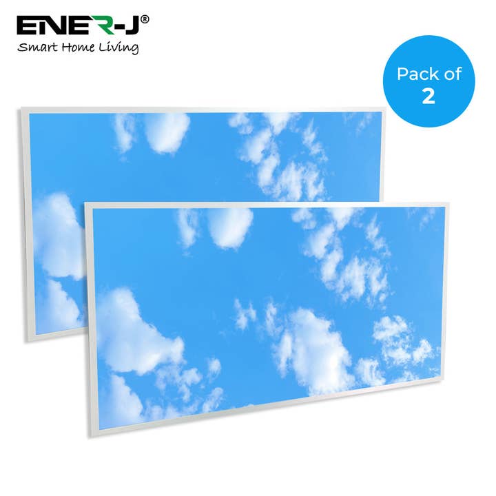Ener-J Pannello Retroilluminato a Nuvola LED 120x60cm, Design 2D da 60W, Luce diurna 6000K, Confezione da 2 per la vendita all'ingrosso da parte di ENER-J