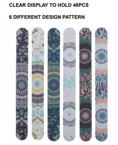 basicare - Wholesale Nail File - Mandala Design Nail Two Sided Nail File 6Assorted w/ display1