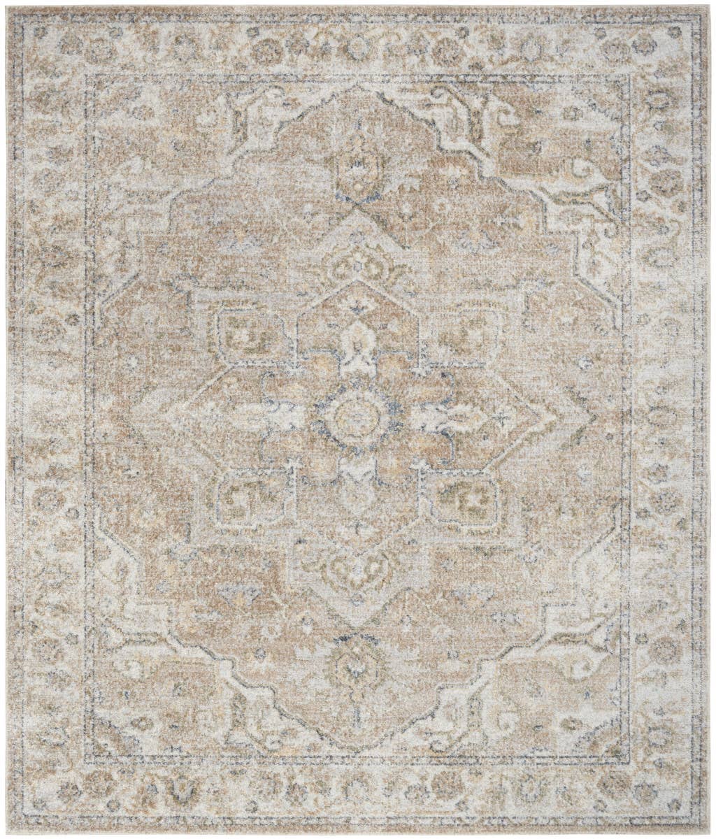 HomeRoots - Wholesale Area Rug - 8' X 10' Beige Oriental Power Loom Washable Area Rug0