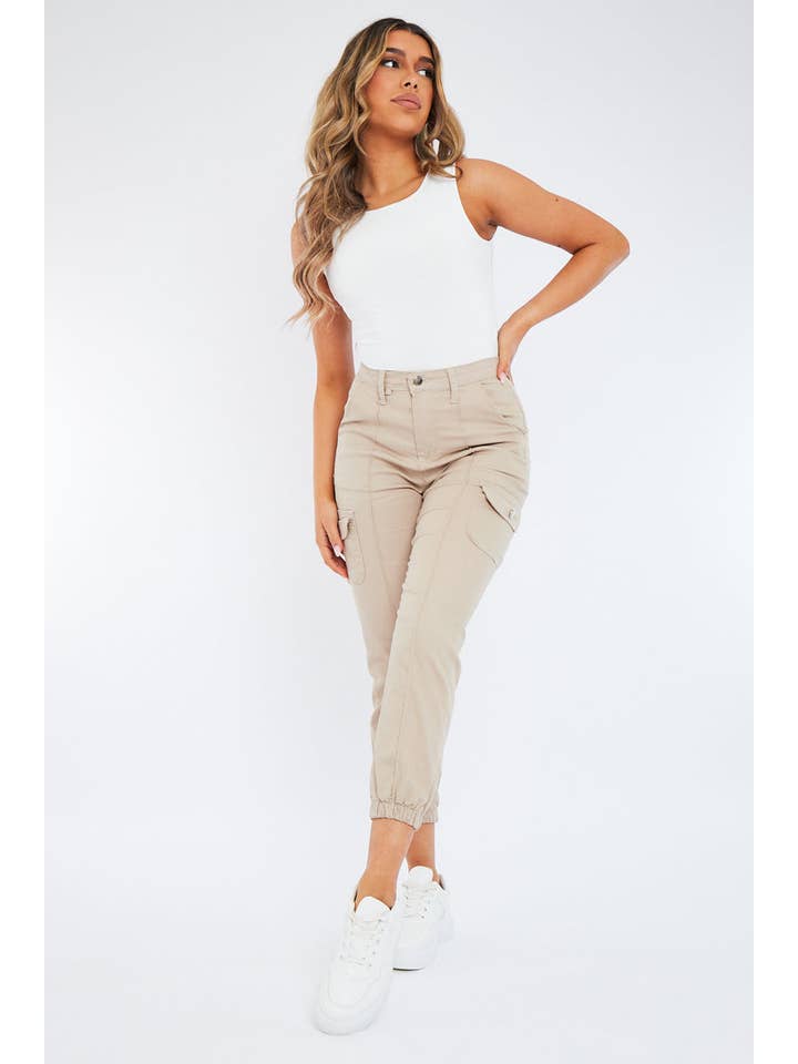 Beige Cuffed Cargo Trousers - Genesis for wholesale on Faire3
