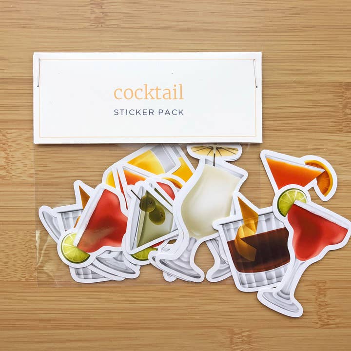 Paquete de pegatinas cóctel bebida 12 piezas para venta al por mayor de RachIllustrate