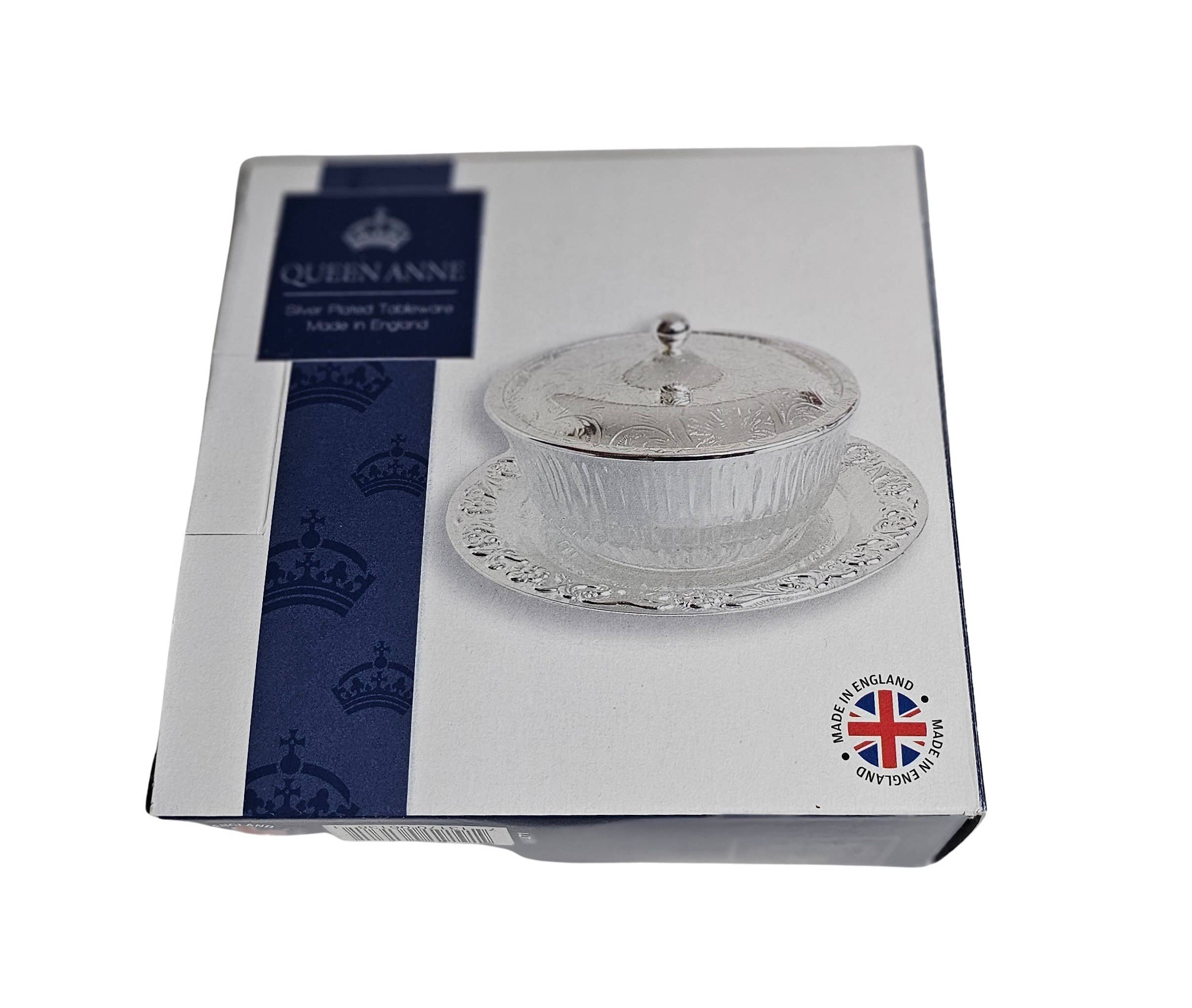 Corbell Silver - Wholesale Butter Dish - Queen Anne Jam/Butter Dish with Silver Plated Base & Lid with Glass Dish.(Non-Tarnish)SKU #: 0/471.7