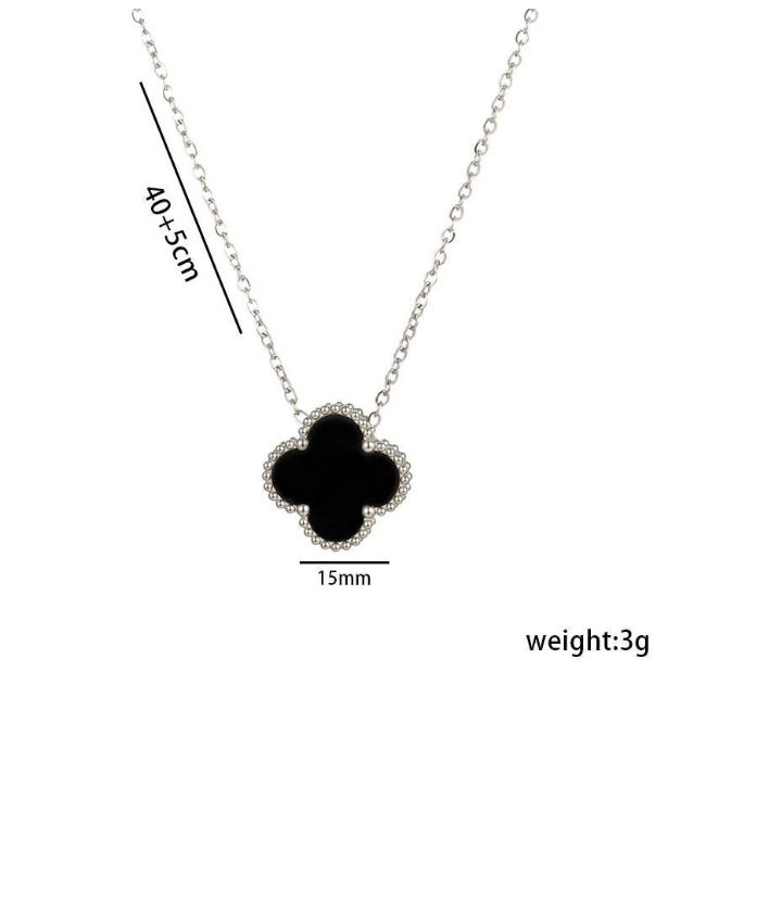MABEL LOVE CO - Wholesale Pendant/Charm Necklace - Black Dainty Clover necklace3