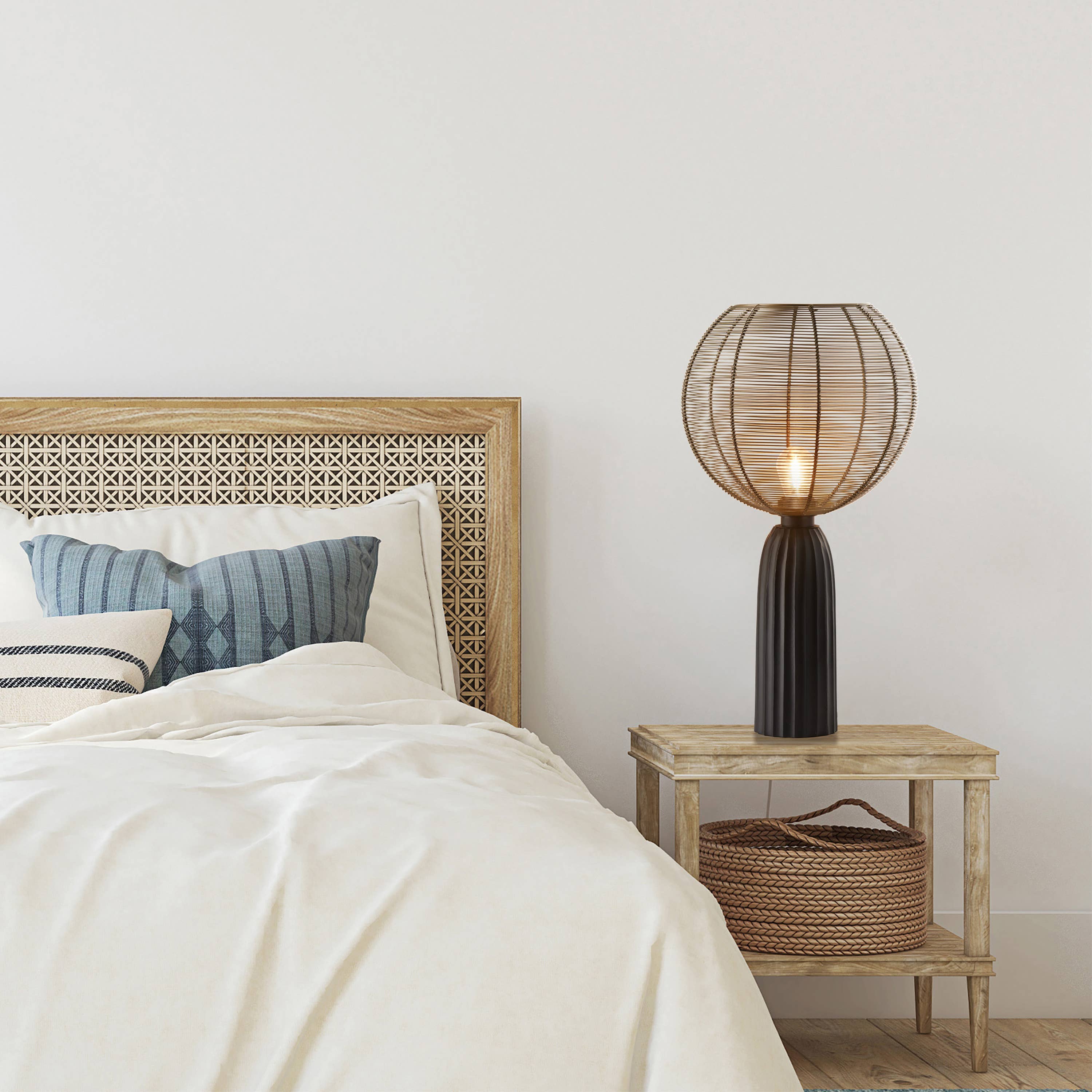 River of Goods - Wholesale Accent/Desk Lamp - 18.5"H Woven Brass Tone Wire Globe Shade Pillar Table Lamp5