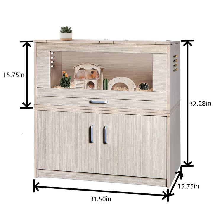 39F Inc. - Wholesale Pet Carrier - Cat/Dog - Natural Wood Small Pet Cage with Storage Cabinet 2