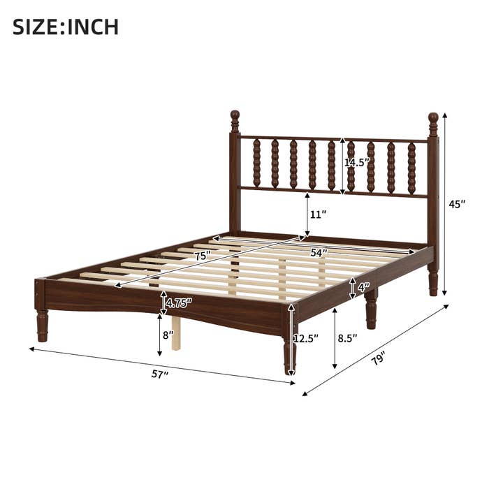39F Inc. - Wholesale Bed - Retro Wood Platform Bed King/Queen/Full & Nightstand, Walnut23