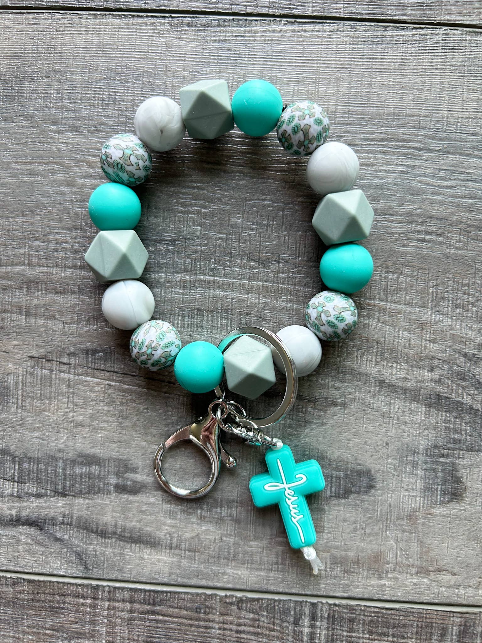 JILLIAN INK LLC - Wholesale Keychain Bracelet - Faith Jesus Cross Wristlet Keychain3