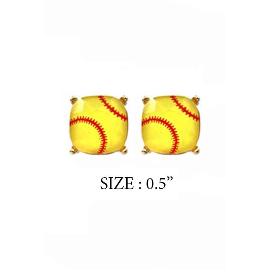 JHP Collection - Wholesale Stud/Post Earrings - RECTANGULAR SHAPE SPORTS BALL STUD EARRINGS12