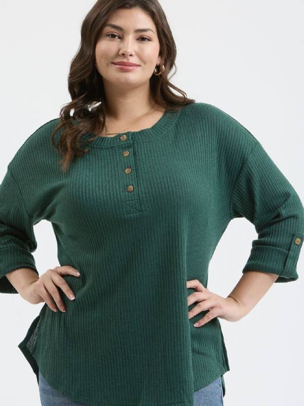 Blu Pepper - Wholesale Knit Top - Women's - PLUS 3/4 TAB SLEEVE HENLEY KNIT TOP12