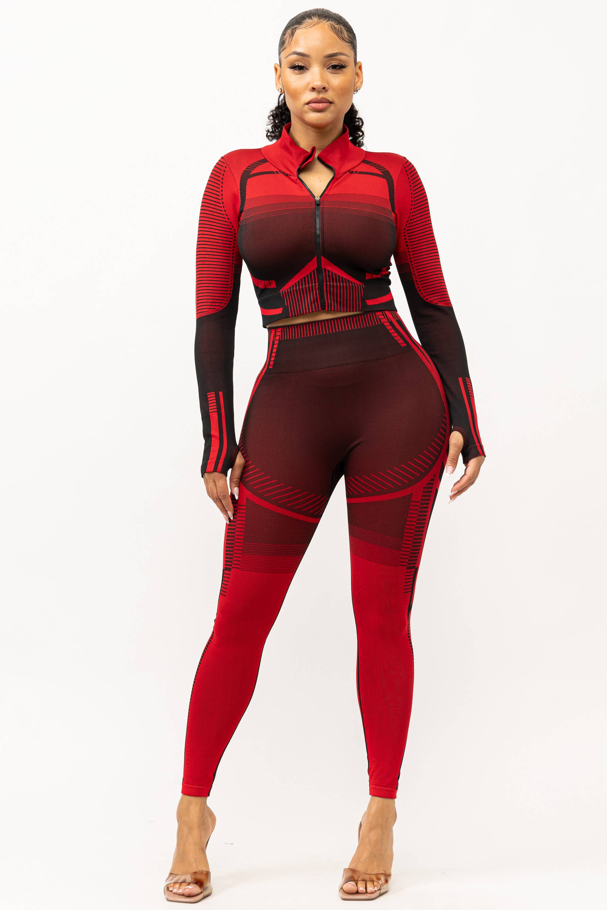 Boswell - Wholesale Activewear Set - Women's - SEAMLESS MOCK NECK TRACK SUIT SET8