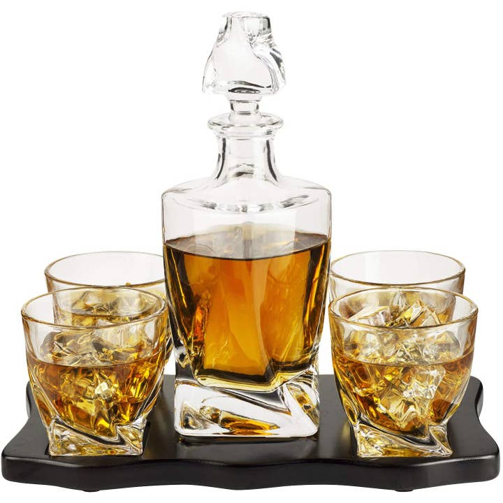 The Wine Savant / Khen Glassware – wholesale Dekanter – Europeisk stil whisky och vin Twist Spiral karaff med 4
