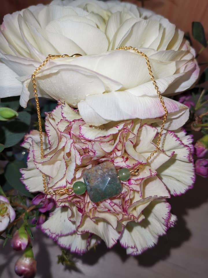 24K gold-plated 925 silver bracelet with natural stones for wholesale by Biotandem