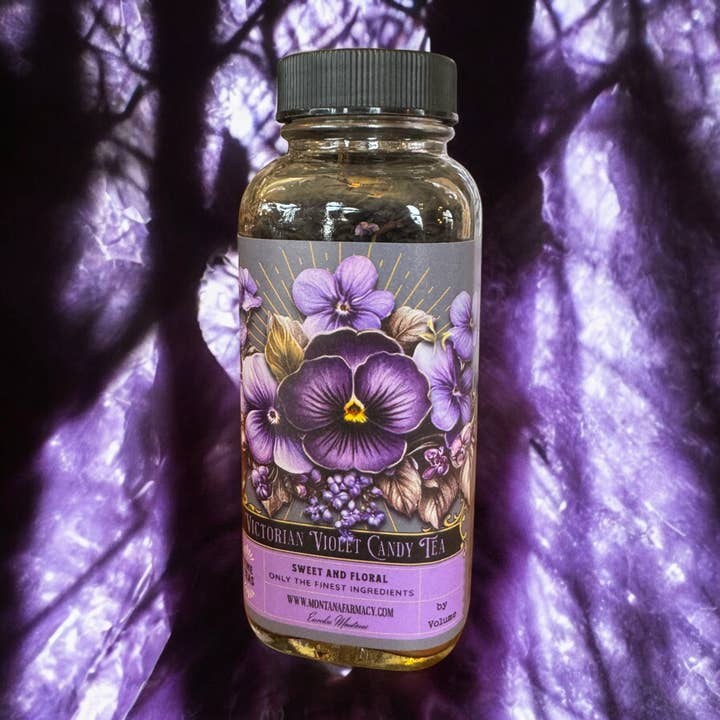 Montana Farmacy - Wholesale Loose Tea - Vintage Victorian Violet Candy Tea Candied French Tea in Jar1