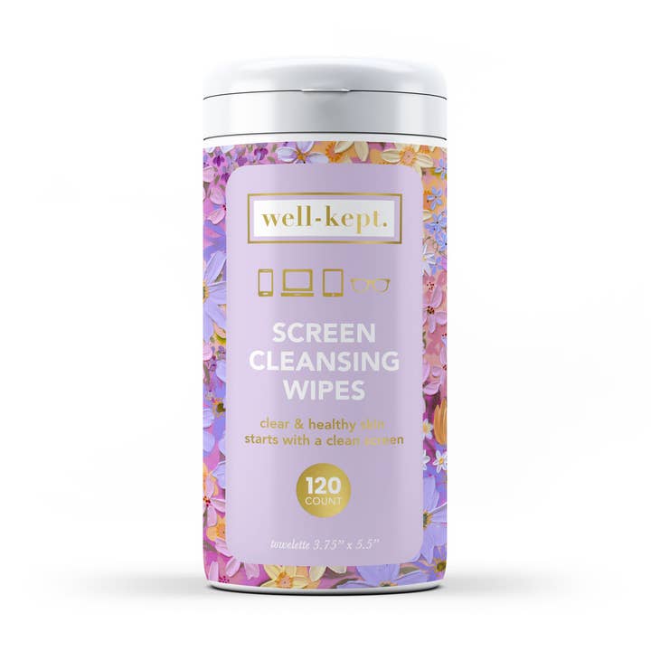 NYA Canister Flower Power skärmrengöringshanddukar för wholesale av Well-Kept, Screen Wipes