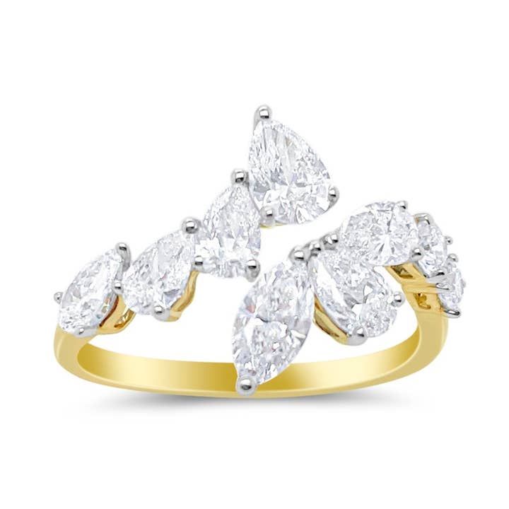 1,91 ct im Labor gezüchteter Birnen-, Marquise- und Oval-Diamantring für den Großhandel von Meira T