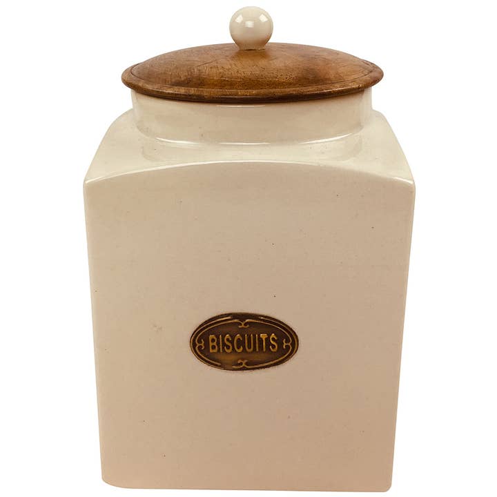 Cream Ceramic Biscuit Jar for wholesale on Faire
