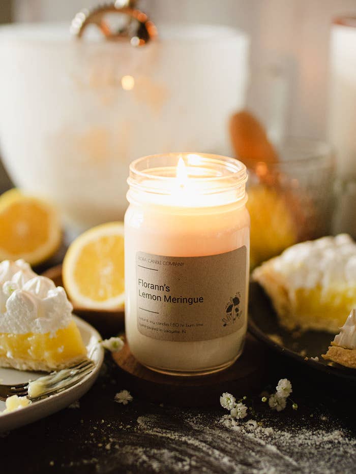 Florann's Lemon Meringue 12 oz Candle for wholesale by Flora Candle Company