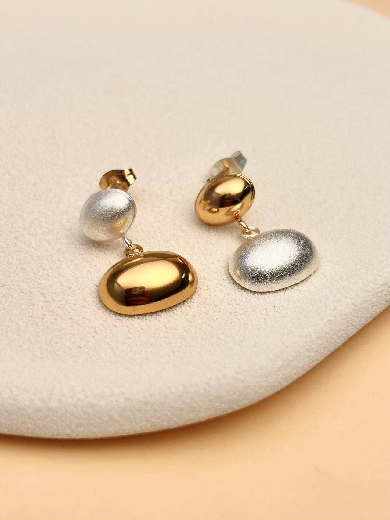 COSMOS - Vendita all'ingrosso Orecchini pendenti - Orecchini duo bicolore – Acciaio inossidabile1