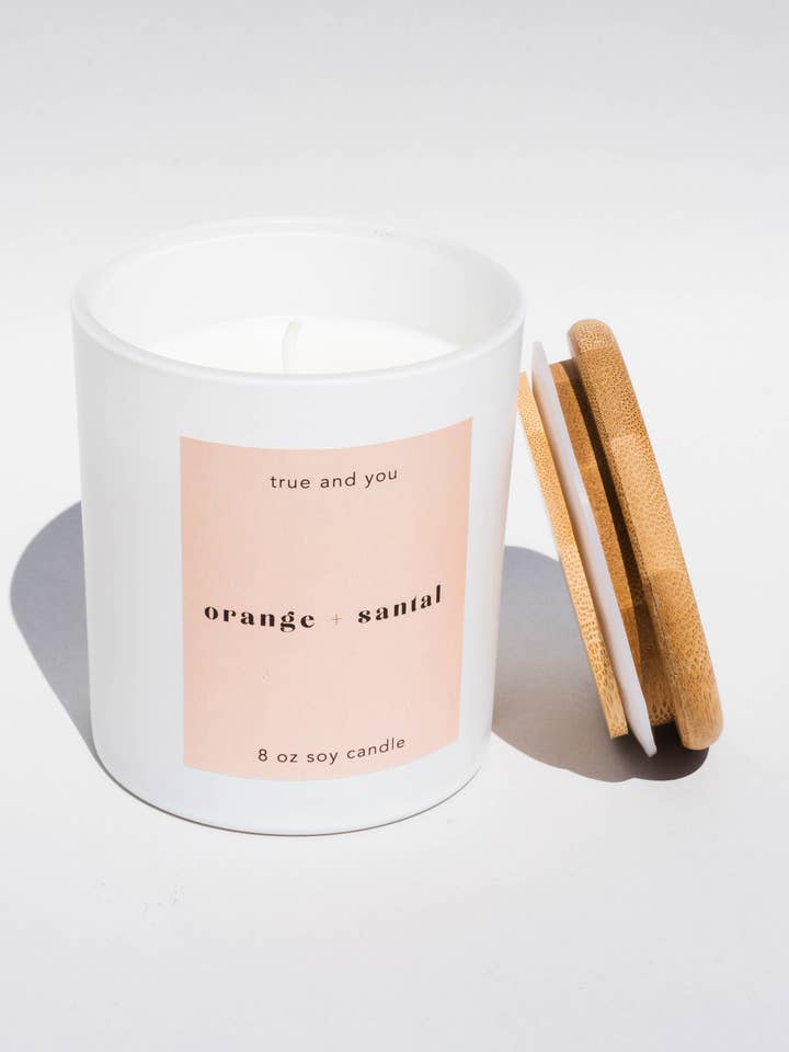 Oranje+Santal soja kaars voor wholesale door True and You