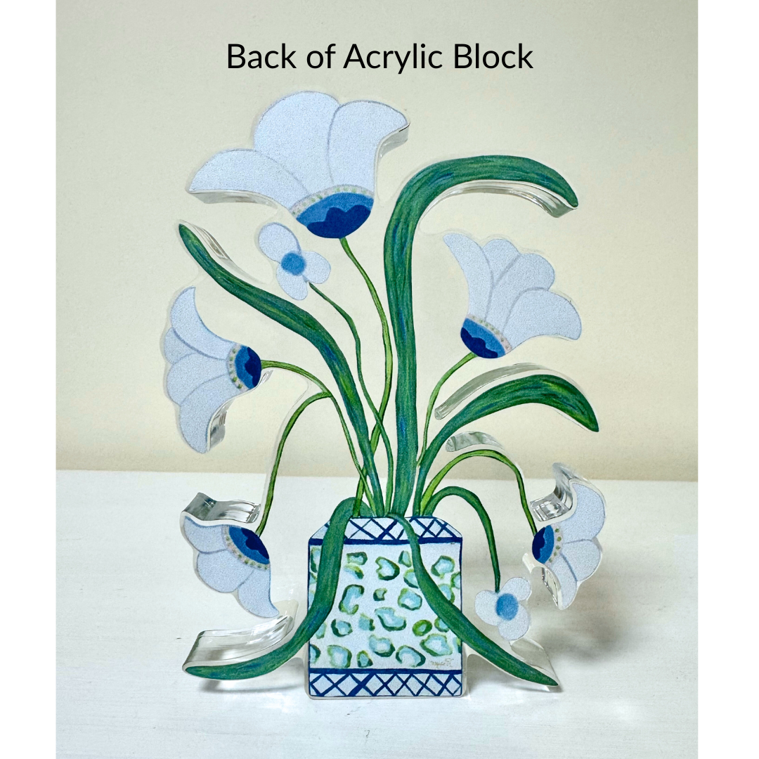 Jeanne Player Fine Art - Wholesale Decorative Tabletop Object - Belle Fleurs Acrylic Block3