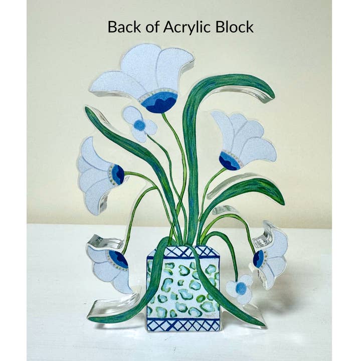 Jeanne Player Fine Art - Wholesale Decorative Tabletop Object - Belle Fleurs Acrylic Block3