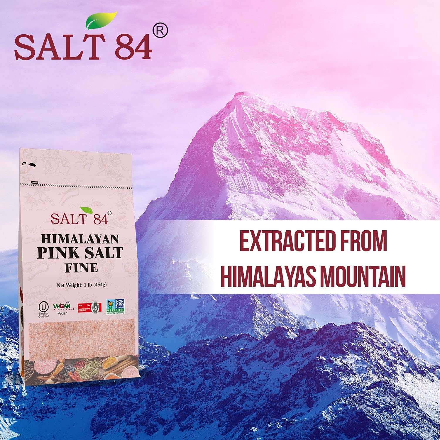 WBM LLC - Vente Sel - Salt 84 sel rose de l'Himalaya à grain fin, sachet refermable de 1 lb1