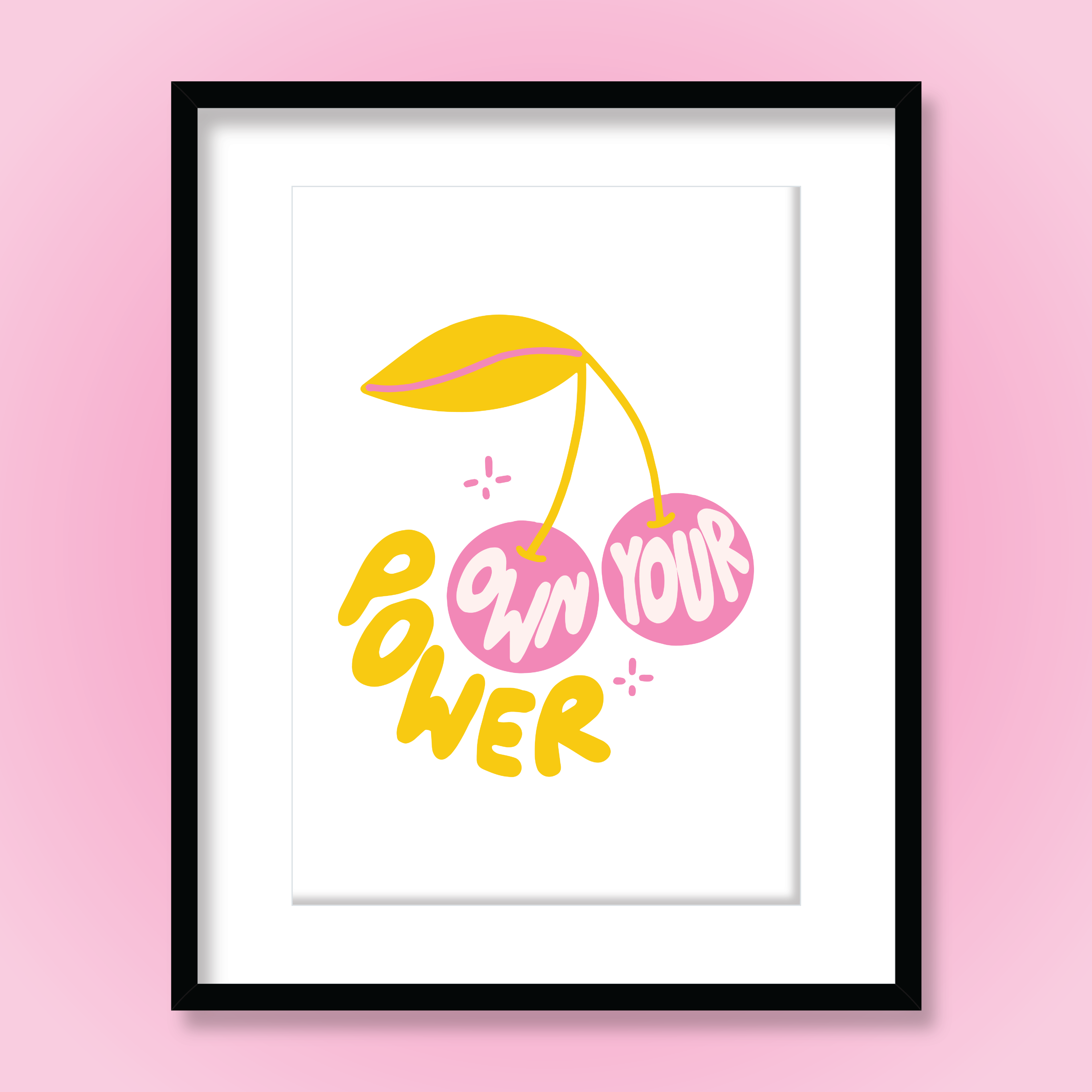 Ruby Roller Art - Vendita all'ingrosso Stampa artistica - Citazione ispiratrice Own Your Power con stampa artistica di ciliegie3