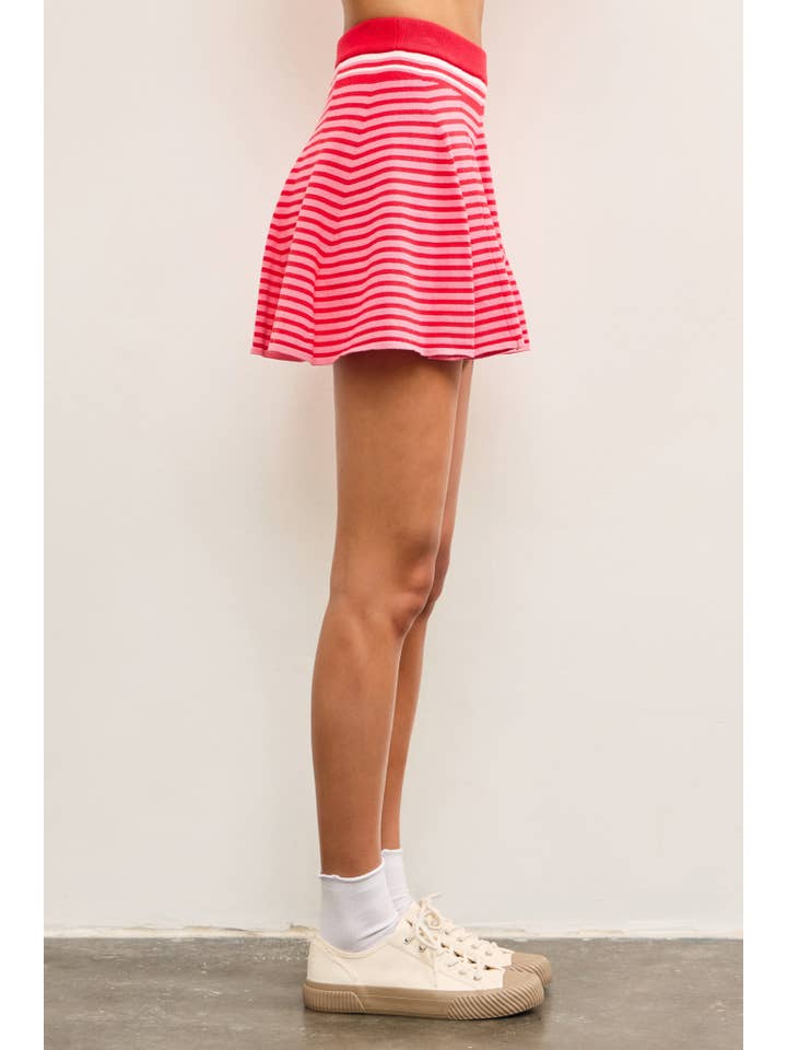 Mustard Seed - Wholesale Skort - Women's - STRIPED FLARE SWEATER SKORT