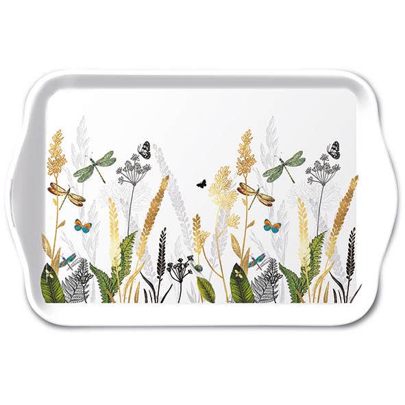 TRAY - Ornamental Flowers White (13 x 21cm) for wholesale by Elegant Gifts