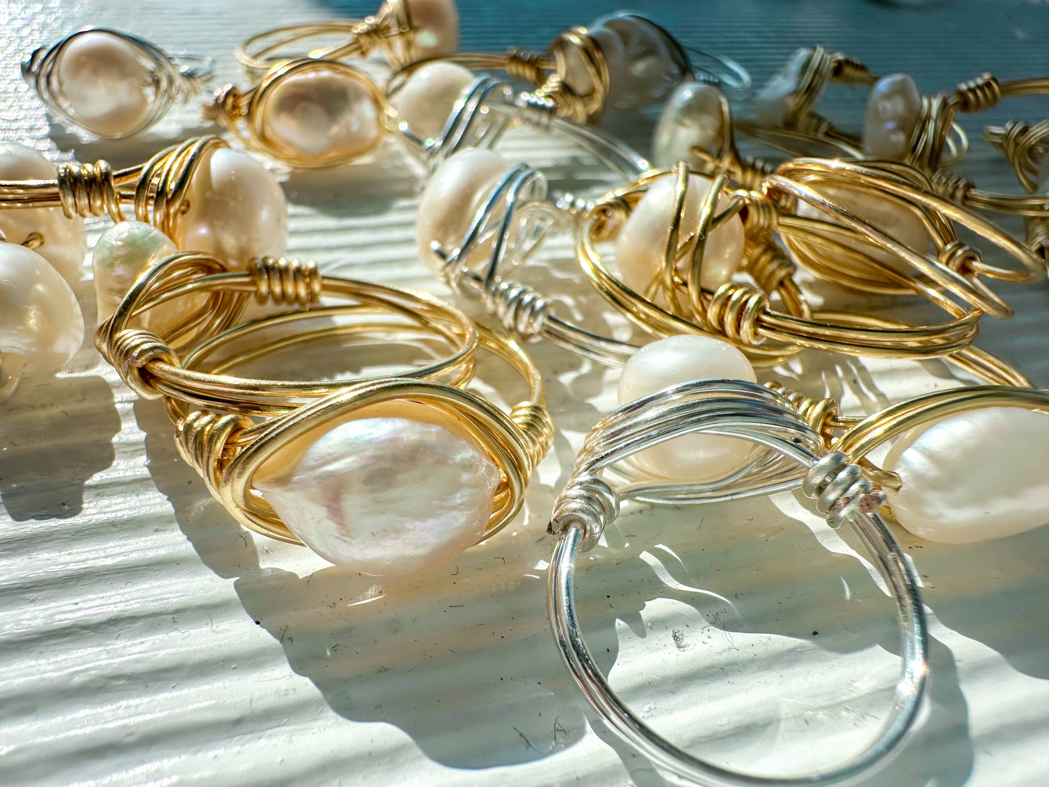 Elise Marie DeSigns - Wholesale Cocktail/Statement Ring - Pearl Wire Wrapped Ring | Freshwater Jewelry | Cultured7