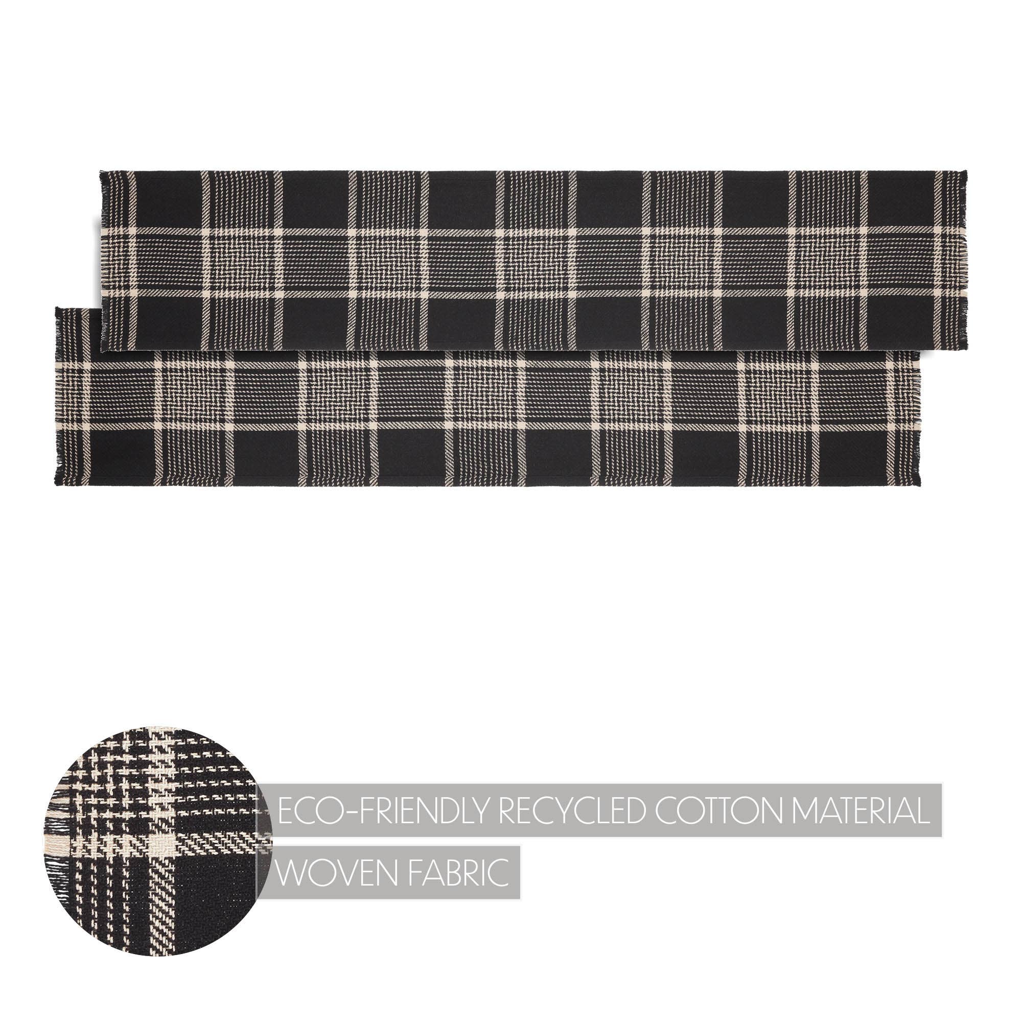 VHC Brands - Wholesale Table Runner - Eston Black Tan Plaid Runner 12x604