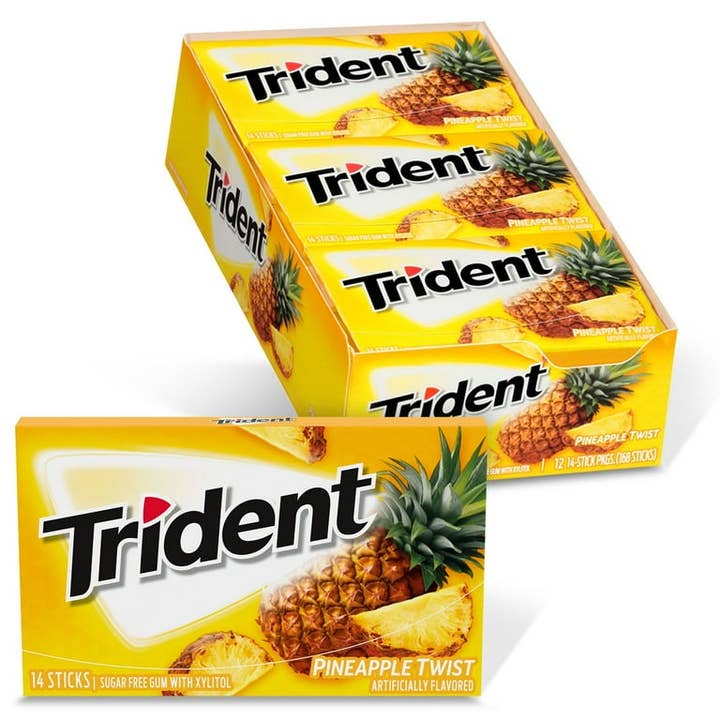 Trident Value Pineapple Twist Gum 12ct for wholesale by Shop The King