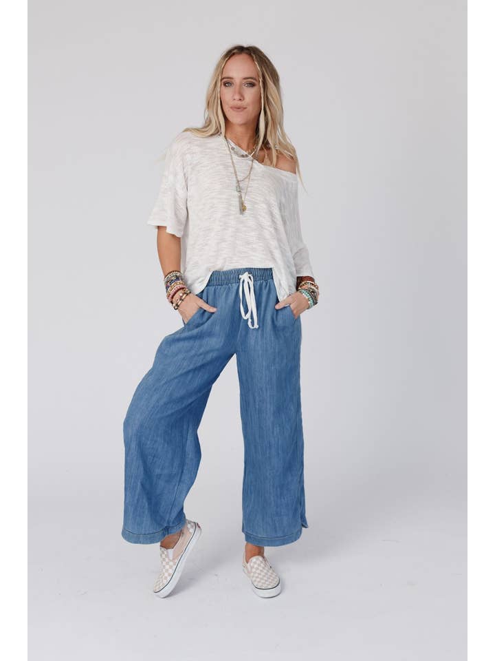 Three Bird Nest - Wholesale Pants - Women's - So Comfy Wide Leg Cropped Pant - Denim7