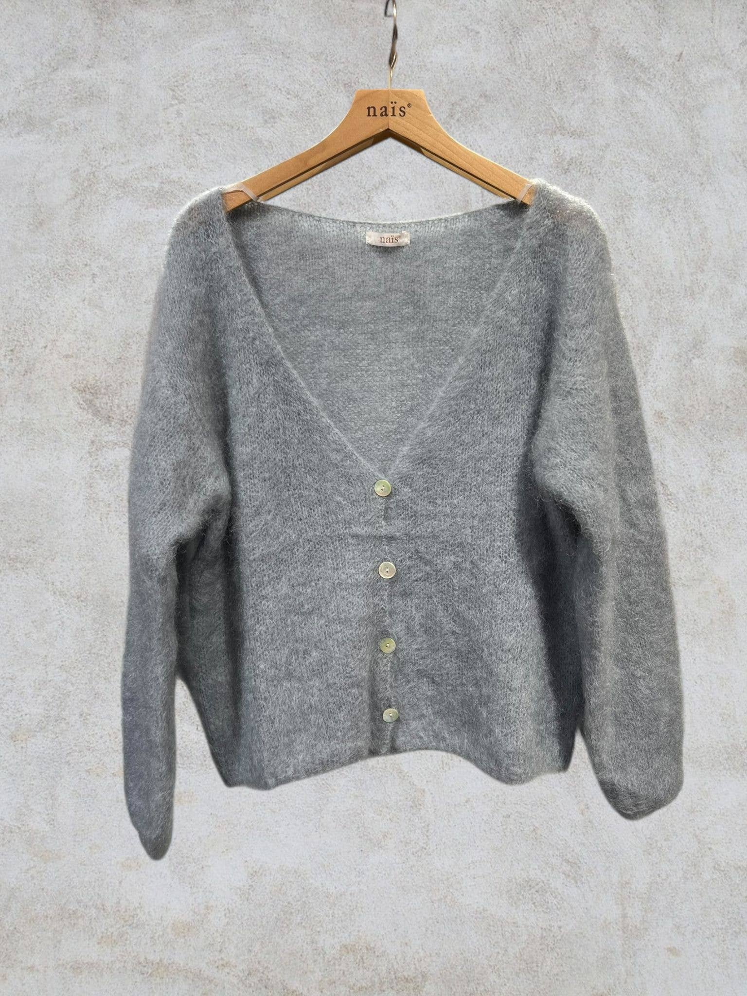 NAÏS PARIS – wholesale Cardigan – Women’s – V-neck cardigan with long sleeves in 80% kid mohair7