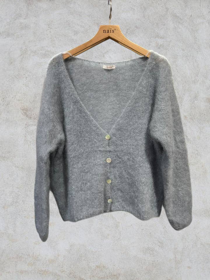 NAÏS PARIS – wholesale Cardigan – Women’s – V-neck cardigan with long sleeves in 80% kid mohair7