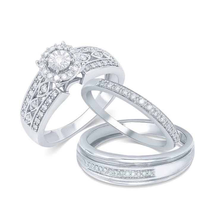 Fifth and Fine - Wholesale Jewelry Set - 1/2CT TW Diamond Trio Bridal Set in 10KT White Gold