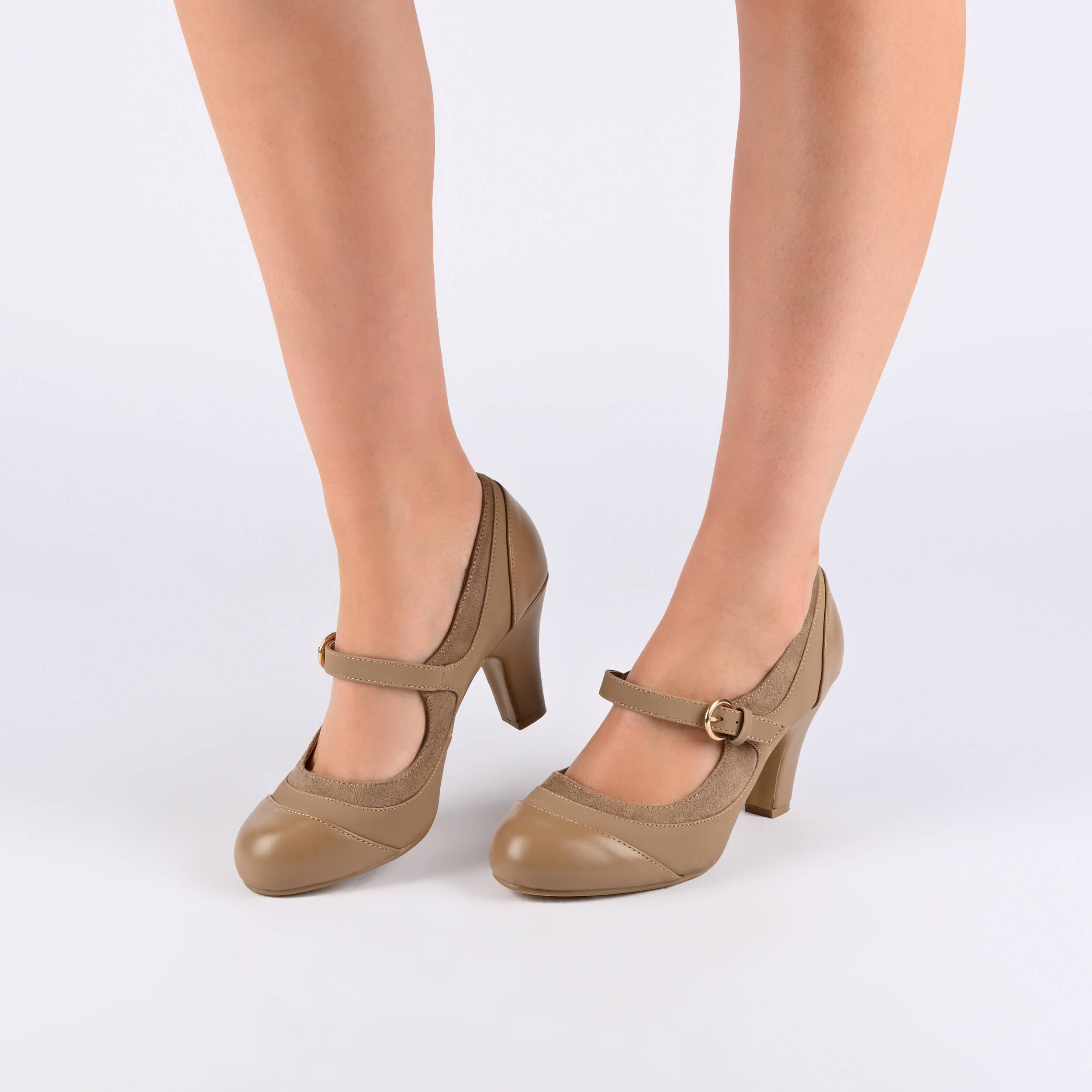 Journee - Wholesale Low Heels - Women's - Siri Mary Jane Pump Heels In Faux & Tweed14