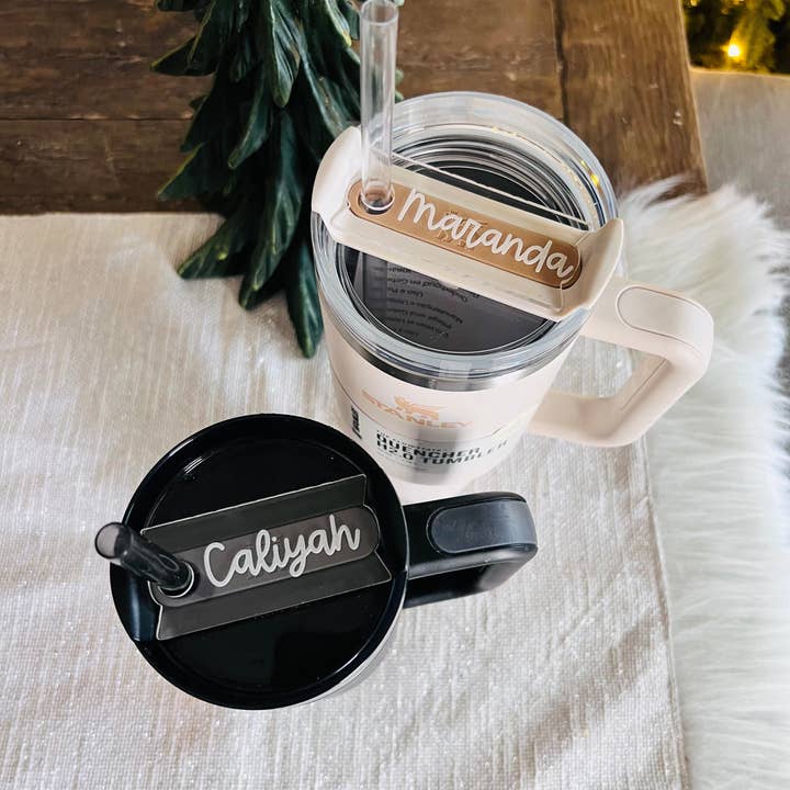 M&J Homemade Creations - Wholesale Drink Lids - 30 & 40 oz Clear Stanley Quencher Name Plate