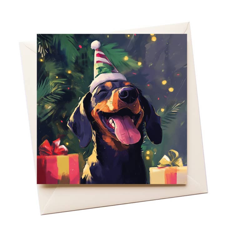 Dachshund Happy Graphic Christmas Card for wholesale by Artificial Ink