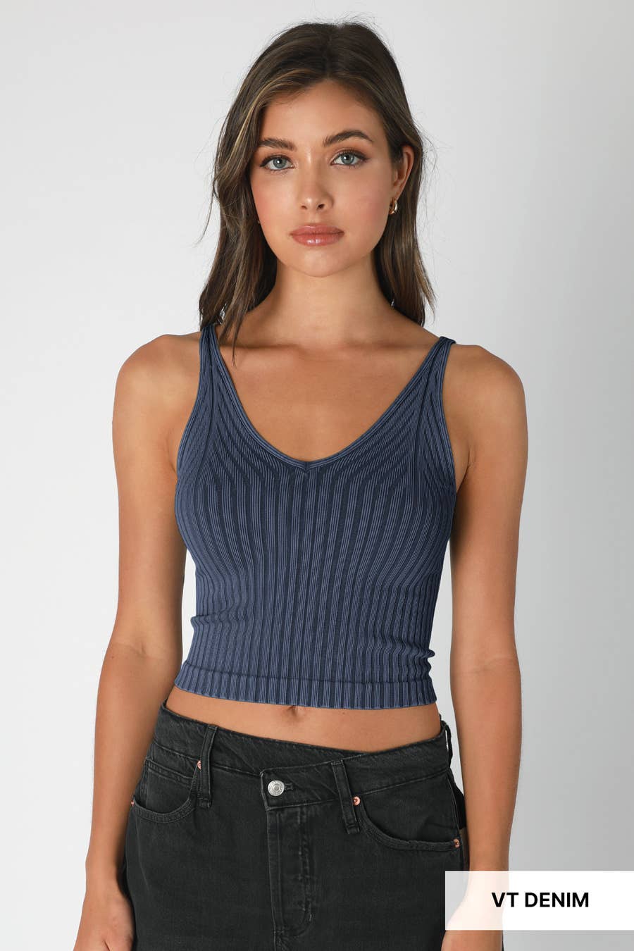 NIKIBIKI - Wholesale Tank Top - Women's - NS8257 - Vintage Wide Ribbed V Neck Top11