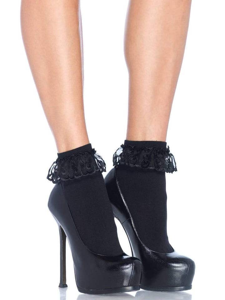 Leg Avenue - Wholesale Socks - Women's - Diem Lace Ruffle Anklet Socks