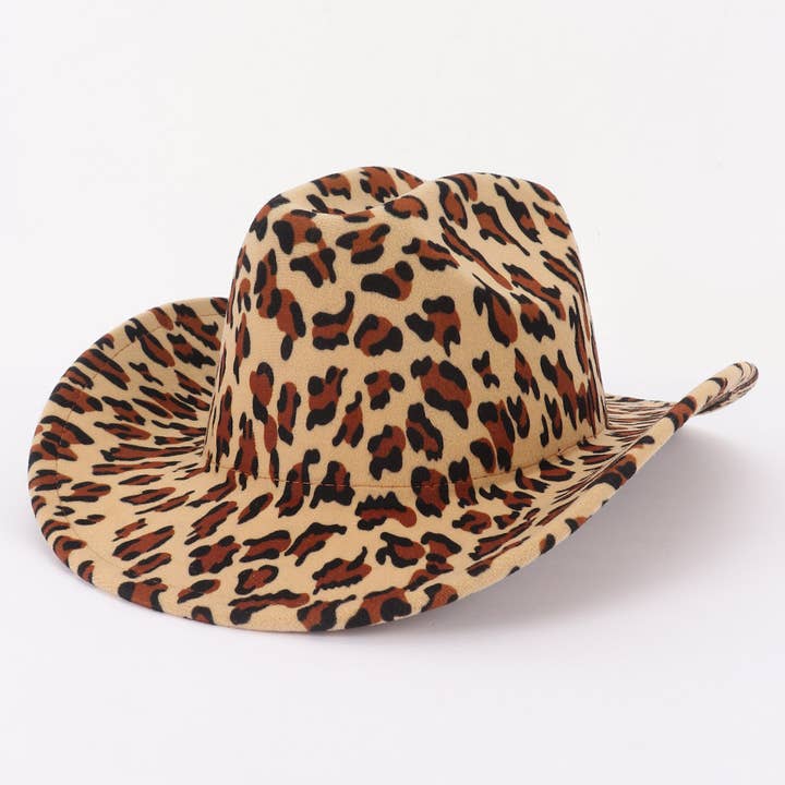 Leopard Print Cowboy Hat for wholesale by 3AM BY H&D ACCESSORIES