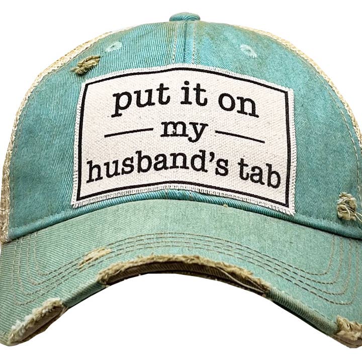 Put It On My Husband's Tab Women's Trucker Hat Baseball Cap for wholesale by Vintage Life