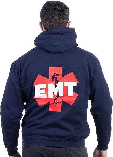 Navy EMT | First Responder Long Sleeve Fleece Hoodie Sweatshirt for wholesale on Faire1