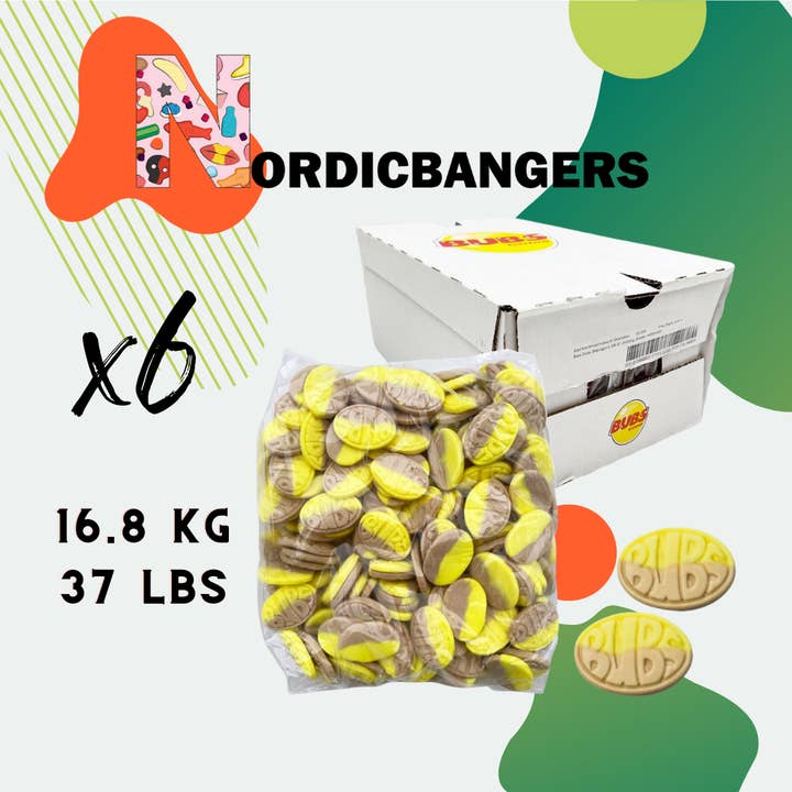 Nordicbangers - Swedish Candy - Wholesale Hard Candy - Bubs Swedish Candy Banana Bubs box 2.8kg - Mix your candy