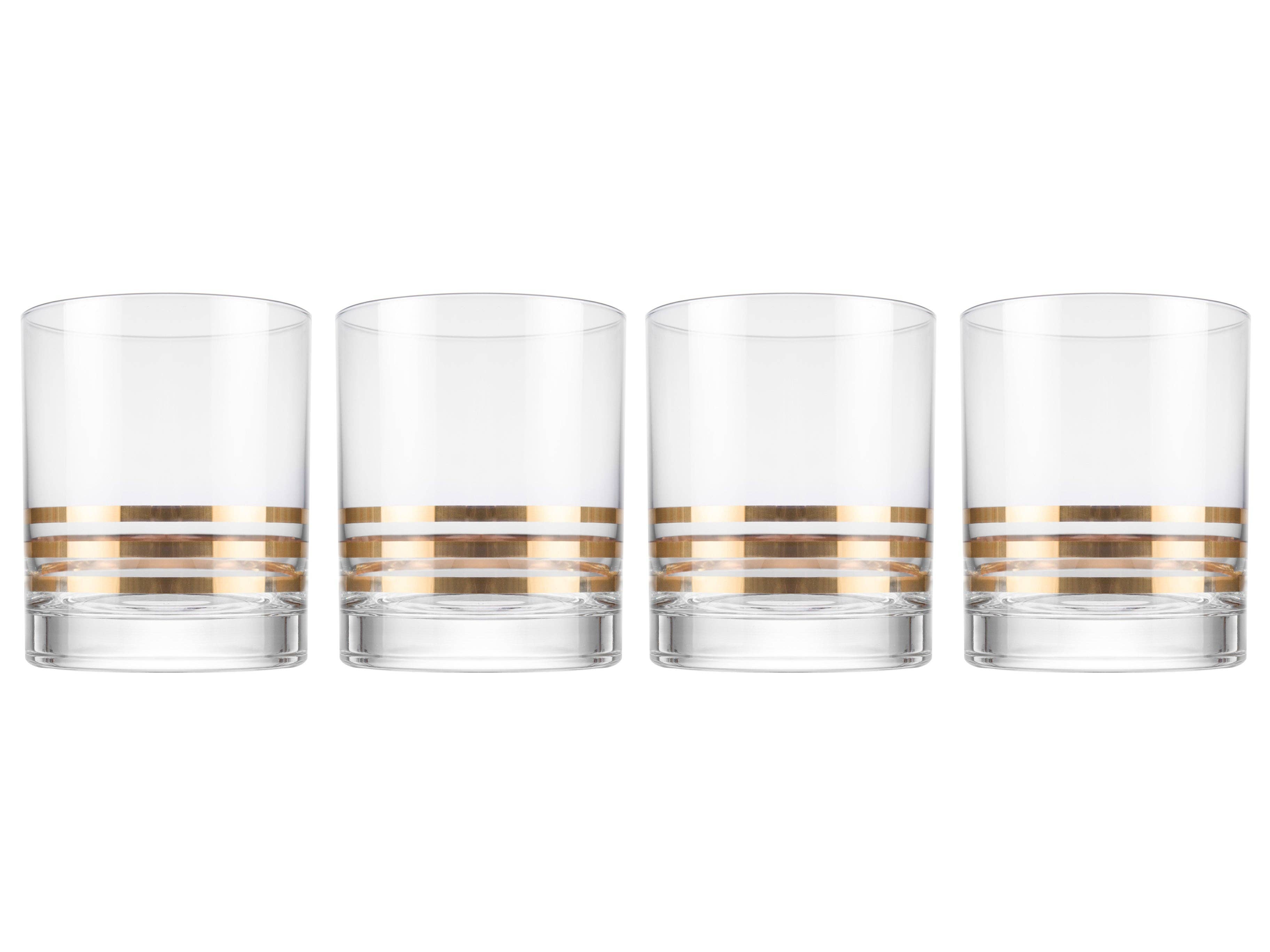 Barski - Vendita all'ingrosso Bicchieri da cocktail/superalcolici - Bicchieri doppi vecchio stile con strisce dorate, set di 40