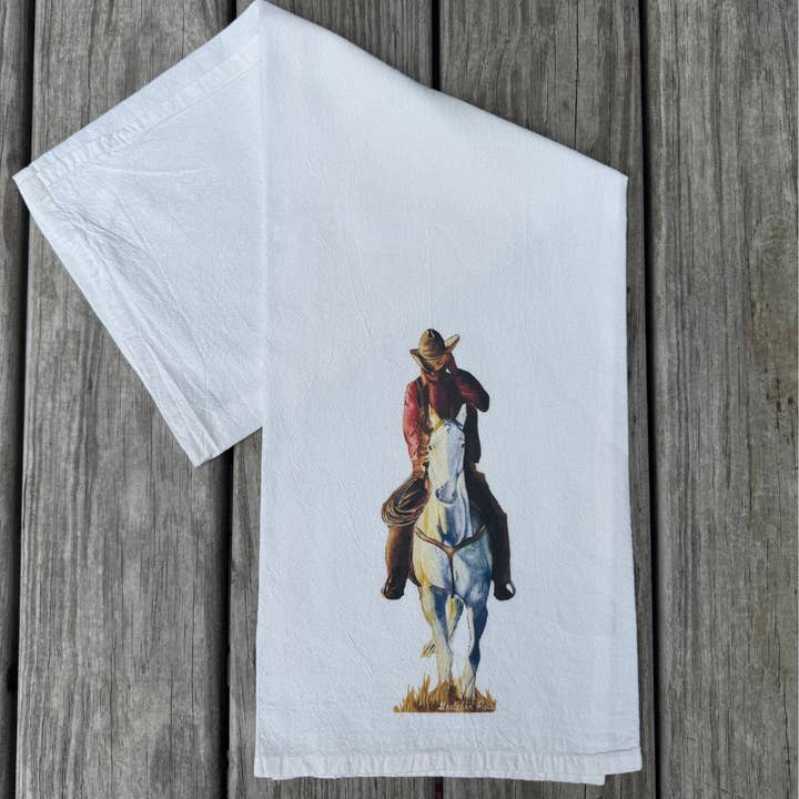 Dish Towel - American Cowboy on Flour Sack for wholesale by Goose and Willow
