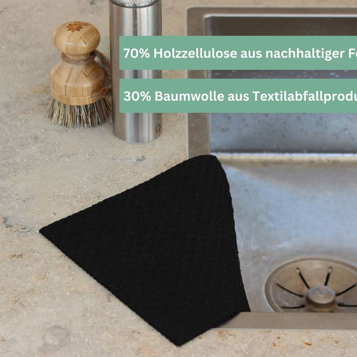 PROTEA - Wholesale Dishcloth - 2x organic sponge cloth compostable, black | PROTEA (copy)3