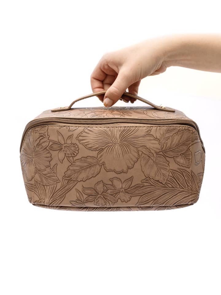 Life In Luxury Saco Cosmético de Grande Capacidade em Creme por atacado de Bella Nova Style Co